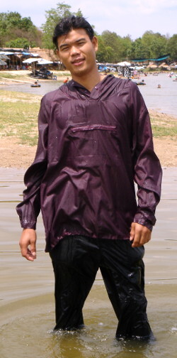 wet anorak swim test in lake